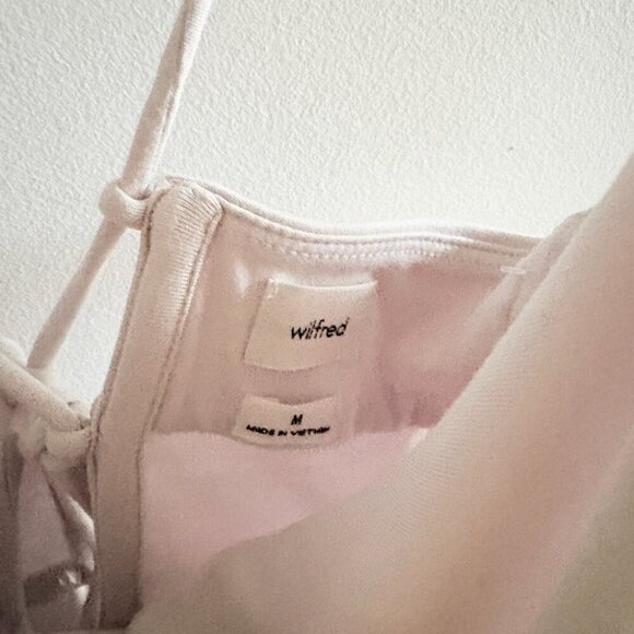 Aritzia Wilfred Dreamweaver Midi Slit Tie Back Dress Pale Pink Size Medium - Picture 5 of 5